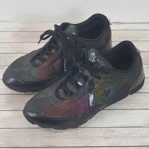 Converse revival sneakers patent iridescent black W7.5